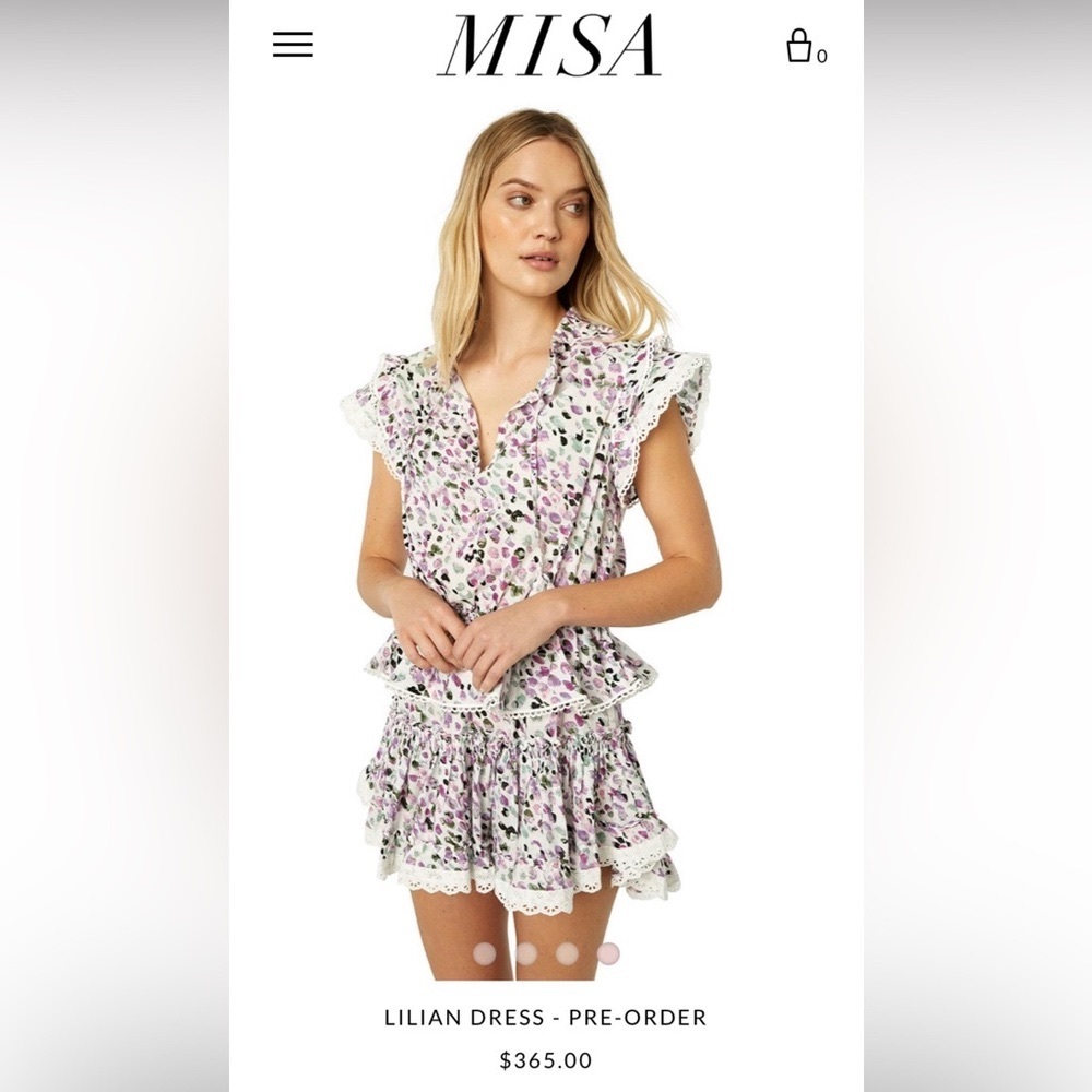 Misa Los Angeles Lilian Dress, purple/green/white, Size small